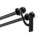 Kenney Scroll beugel dubbele venster gordijnroede set, 75 tot 112 cm, zwart