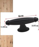 Meubelknop Zwart - 6cm - Inclusief Bevestigingsbout