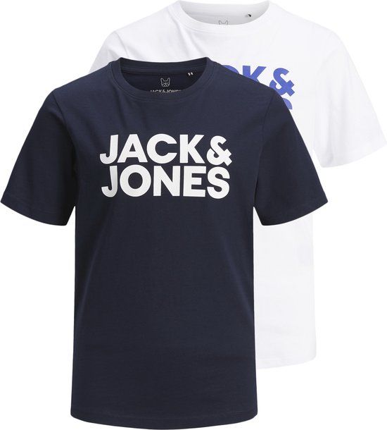 JACK & JONES JUNIOR JJECORP LOGO TEE SS CREW NE 2PK NOOS - T-shirt - Maat 164 - Navy blazer