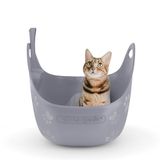 LITTER GENIE Flexibele Kattenbak - Lichtgewicht & Duurzaam - Incl. Schep - Geïntegreerde Handvaten & Hoge Randen - Grijs