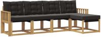 vidaXL - Bank loungeset - 5 zitplekken - Wit en zwart - Acacia hout