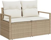 vidaXL Tuinbank met kussens 120 x 62 x 69 cm polyrotan beige/crèmekleurig