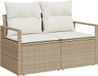 vidaXL Tuinbank met kussens 120 x 62 x 69 cm polyrotan beige/crèmekleurig