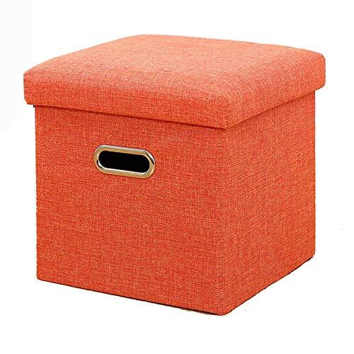 FWZJ Opvouwbare Linnen Opbergdoos Met Afneembare Deksel Voetsteun Thuis Voetsteun Geschikt Voor Patio Hal Woonkamer-31x31x31cm (12x12x12inch) -Oranje