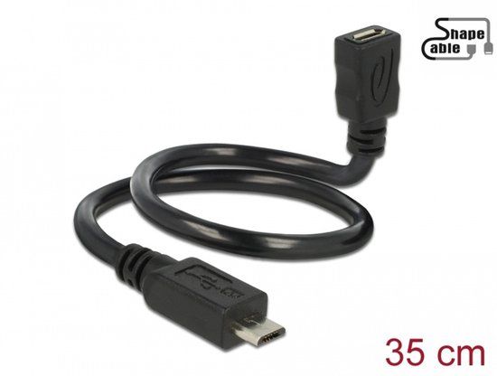 Delock Cable USB 2.0 Micro-B male > USB 2.0 Micro-B female OTG ShapeCable 0.35 m