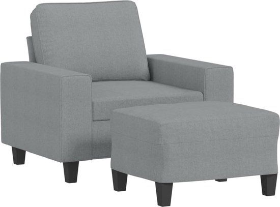 vidaXL Fauteuil met voetenbank 60 cm stof lichtgrijs