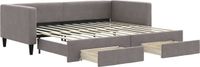 vidaXL - Slaapbank - met - onderschuifbed - en - lades - 90x200 - cm - stof - taupe