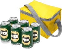 Merkloos Kleine mini koeltas voor lunch of sixpack blikjes - geel - 21 x 15 x 13 cm - draagriem - 3.7 liter inhoud