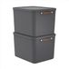 Rotho Maloja Opbergdoos, set van 2 stuks, 55 l met deksel, 53,5 x 40 x 34 cm (l x b x h) (antraciet)