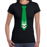 Bellatio Decorations stropdas Kerst T-shirt rendier - shirt - dames - zwart XL
