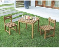 Anders Tuinset voor kinderen - vierkante tafel 65x65cm en 2 stoelen - houten - voor kinderen