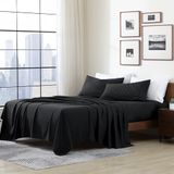 Cathay Home Essentials Ultrazachte, Hypoallergene, Kreukvrije, Dubbel Geborstelde Microvezel Beddengoedset, Zwart, Kingsize
