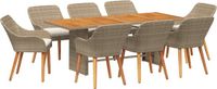 vidaXL Tuinset, 9-delig, beige, polyrotan