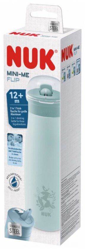 NUK Mini-Me Flip Bottle - Stainless Steel - 500ml - 12M+ - Mint