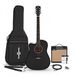 Gear4music Dreadnought Cutaway Elektro-akoestische Gitaar, Linkshandig, Zwart, met 15W Akoestische Versterker & Accessoireset