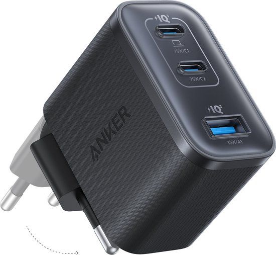 Anker Nano - 3-Poorts Wandadapter met ultrasnelle 70W-output