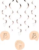 Folat 67518 Hangdecoratie Elegant Lush Blush 18 Jaar - 5 stuks