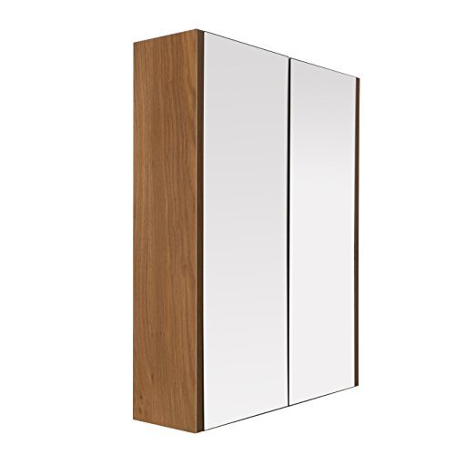 Premier Housewares Badkamer Opbergkast Eiken Afwerking Badkamer Plank Gemonteerd Spiegel Muur voor Badkamer Grote Badkamer Kabinet 63,5 x 30 x 13,5 cm