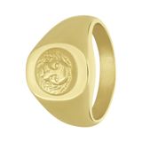 Lucardi Heren Gerecycled stalen goldplated ring met leeuw