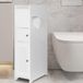 Azomor® Armoire de salle de bain compacte blanche avec porte-rouleau de papier toilette et rangement supplémentaire