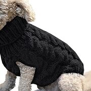 UKKO Hondenjas Warm Hond Kat Sweater Kleding Winter Coltrui Gebreide Huisdier Kat Puppy Kleding Kostuum Voor Kleine Honden Katten Chihuahua-Zwart, M