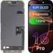 MP Écran tactile compatible avec Apple iPhone 16 Pro, avec cadre, version logicielle OLED FHD 120Hz Diagnostic, noir