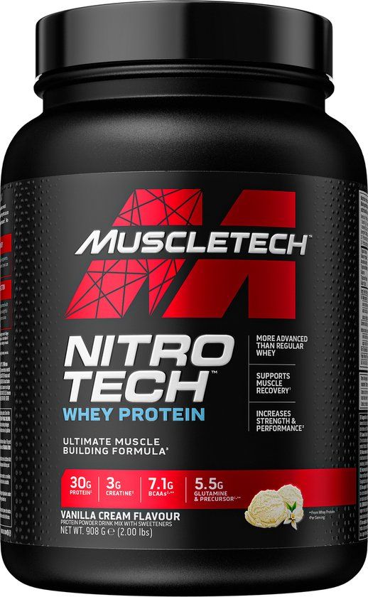 Muscletech Performance Series Nitro-Tech (2lbs) Vanilla - Eiwitten - Wei-eiwit Mix