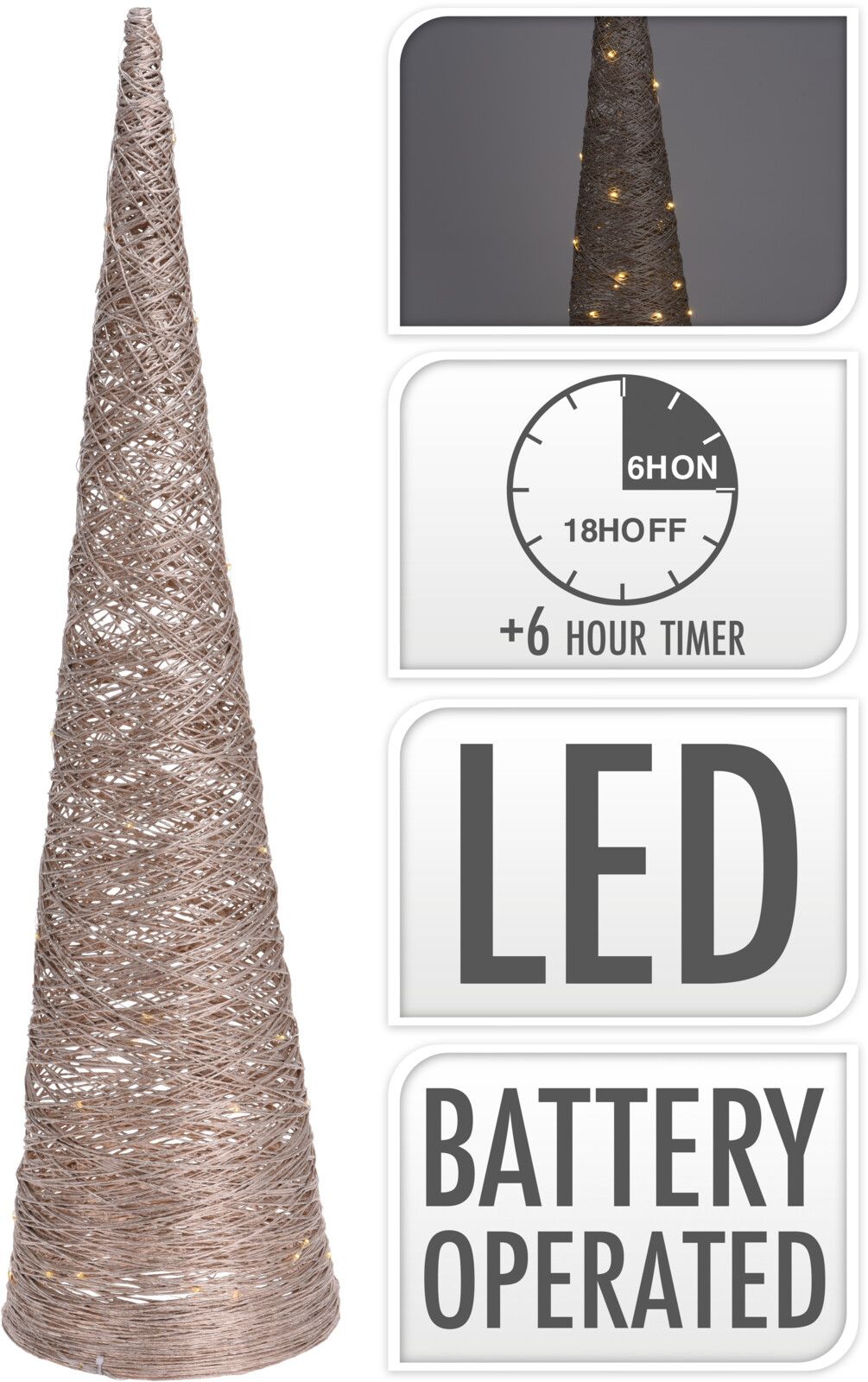 Nampook Piramide met 40 LED's - 80cm - Goud