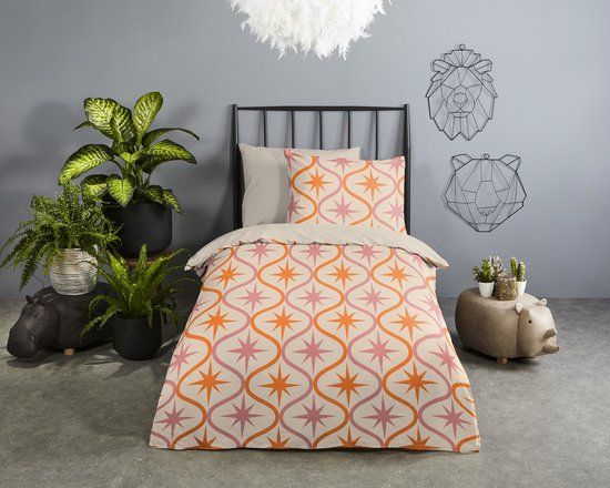 Good Morning dekbedovertrek boho met sterren - Peuter 120x150 cm - Zand - 100% Katoen renforce