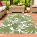 Tapis d'intérieur et d'extérieur durable avec un motif tropical vert, dimensions : 180 x 280 cm