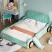 Ropilly Kinderbed 140x200 cm met auto-design, glijbaan, trap en blauwgroene bedbank