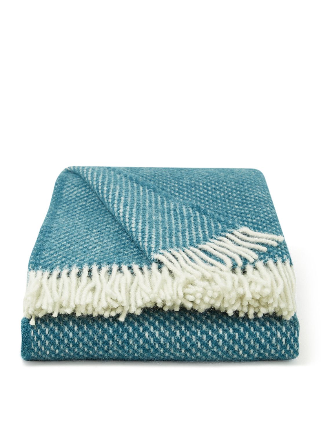 Klippan Preppy plaid van wol 130 x 200 cm - blauw/turquoise