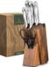 WALDWERK Bloc à couteaux - Set de 7 couteaux avec bloc à couteaux et aiguiseur intégré