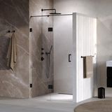 Brauer Void - Nisdeur - 2-Delig - Helder Glas - 110 x 200 cm - Omkeerbaar - met Draaideur 60 cm - Aan Glas - incl. Glascoating - Mat Zwart