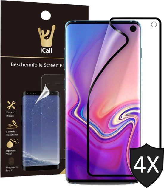 iCall 4x Samsung Galaxy S10 Screenprotector Zwart Full-Screen