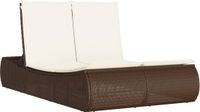 vidaXL Ligbed 2-persoons met kussens poly rattan bruin