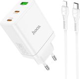 Hoco N33 35W + câble USB-C iPhone iPad iPod QC 3.0 Chargeur rapide Fiche secteur Quick Charge Alimentation Blanc
