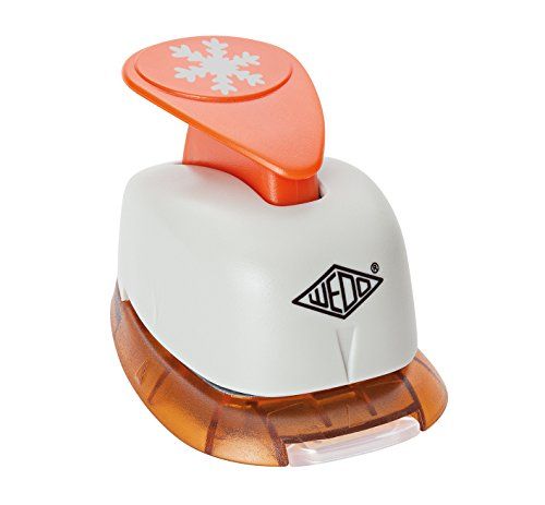 Wedo 168252 motiefvlokken groot vlok (met praktische opvangbak, stansen 2,4 x 2,4 cm) grijs/oranje