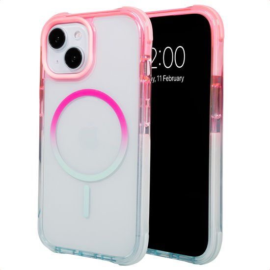 Selencia Gradient Backcover met MagSafe voor de Apple iPhone 15 - Roze / Blauw