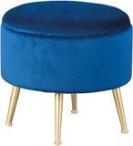 Interlink SAS Willandra Hocker Blauw - Fluweel - Opbergfunctie
