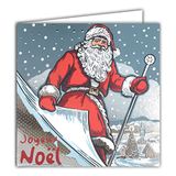 Afie 23007 Kerstkaart, Vierkant, Zilverkleurig, Glanzend, Kerstman, Vrolijk Dorp in de Sneeuw, Kalenderpagina aan het einde van het jaar, met Witte Envelop