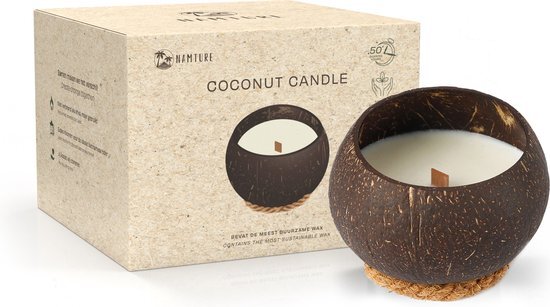 Namture Kokosnoot Kaars – Geurloos - 50 Branduren - 300 ml Kokosnoot Wax – Duurzaam Cadeau