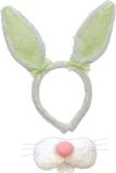 Merkloos Paashaas/konijn verkleed set - oren diadeem met tandjes/snuitje - lichtgroen - voor volwassenen