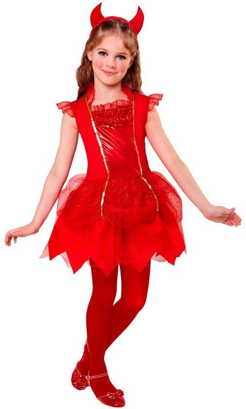 Widmann Duivel Deirdre Meisje Maat 128 Carnaval kostuum Verkleedkleding