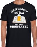 Bellatio Decorations Carnaval t-shirt zwart university of Den Haag voor heren - Haags geslaagd / afstudeer cadeau verkleed shirt S
