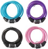 Dunlop Wachtwoord Kabelslot 6mm Spiraal Draad 1.2M 4 Karakter Zwart