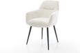 DELIFE Fauteuil Pejo-Flex 4 pieds coniques bouclé noir doux beige ressorts ensachés