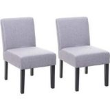 HWC-F61 Set van 2 eetkamerstoelen, loungestoel, stof/textiel, grijs