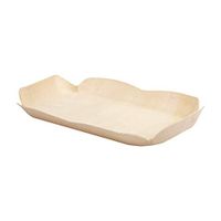 50 Wood 50 stuks - rechthoekige houten schalen 16,5 x 11 x 2 cm natuurlijk hout