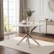 STILVORA Eettafel Rond 80 cm - Marmerlook Blad Met Zilverkleurig X Onderstel - Modern Voor Eetkamer En Keuken - MDF En Metaal - Wit En Zilver